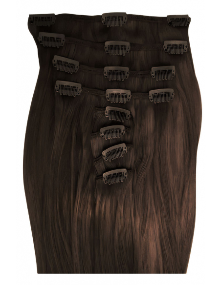 Extensiones de clip de pelo liso 53 cm - chocolate