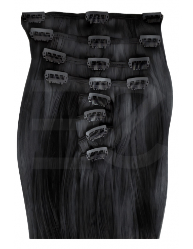 Extensiones de clip de pelo liso 53 cm - negro