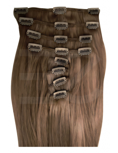 Extensiones de clip de pelo liso 63 cm - castaño claro