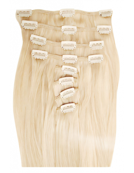 Extensiones de clip de pelo liso 63 cm - rubio platino