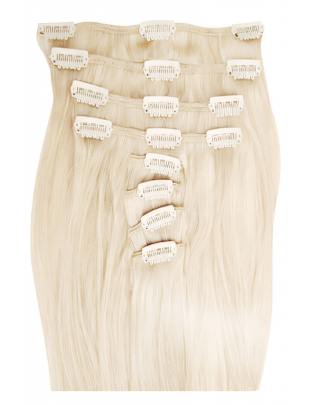 Extensiones de clip de pelo liso 63 cm - rubio polar