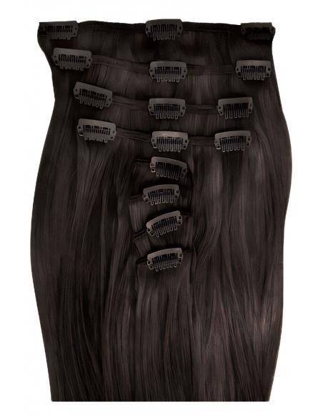 Extensiones de clip de pelo liso 63 cm - moreno natural