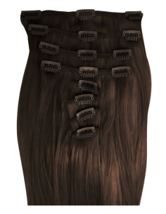 Extensiones de clip de pelo liso 73 cm - chocolate
