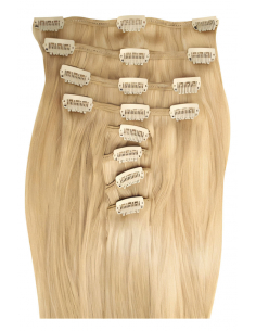 Extensiones de clip de pelo liso 73 cm - rubio ceniza