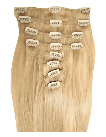 Extensiones de clip de pelo liso 73 cm - rubio ceniza